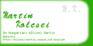 martin kolcsei business card
